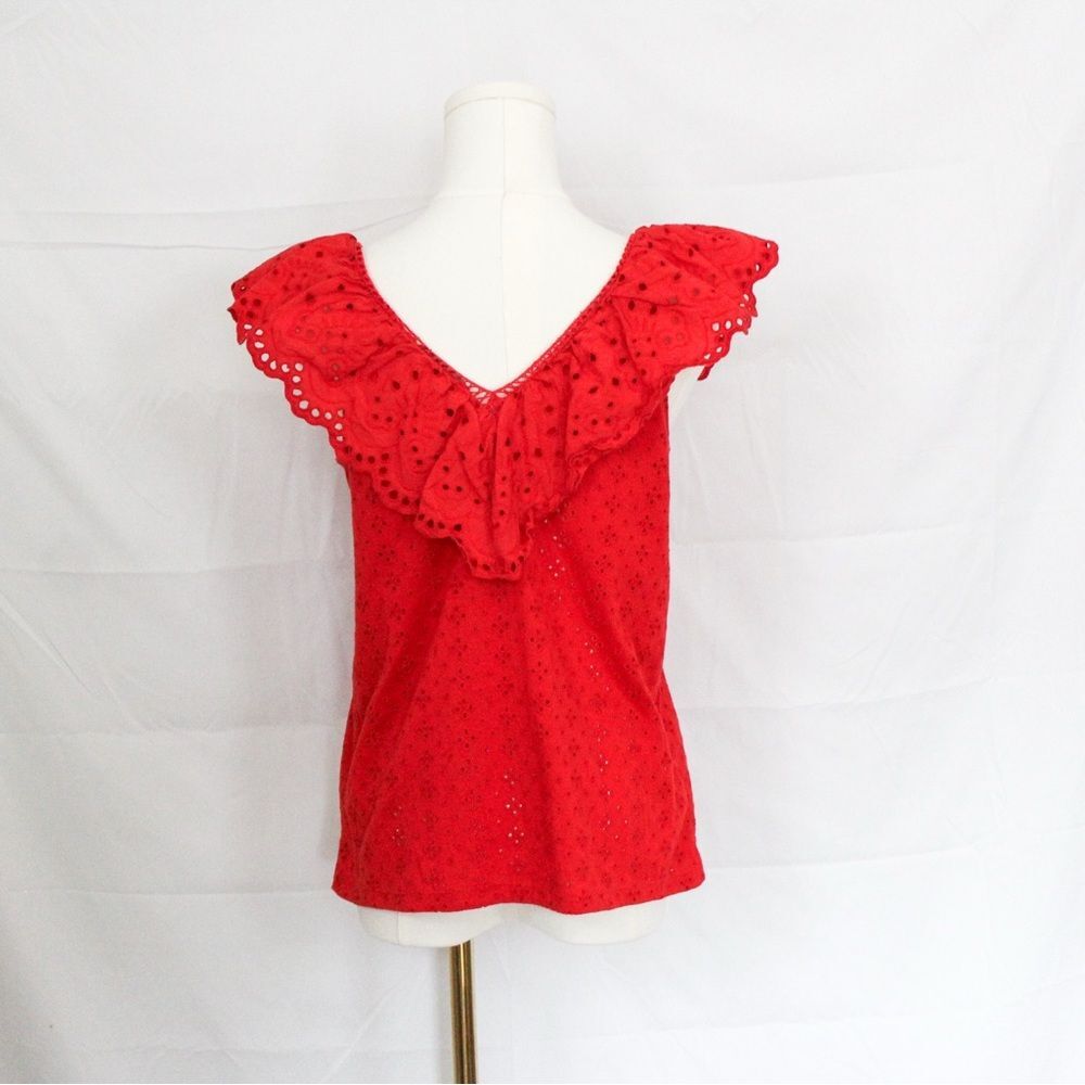 Loft Eyelet V-Neck Tank Top - Extra Small, Red - Picture 5 of 7